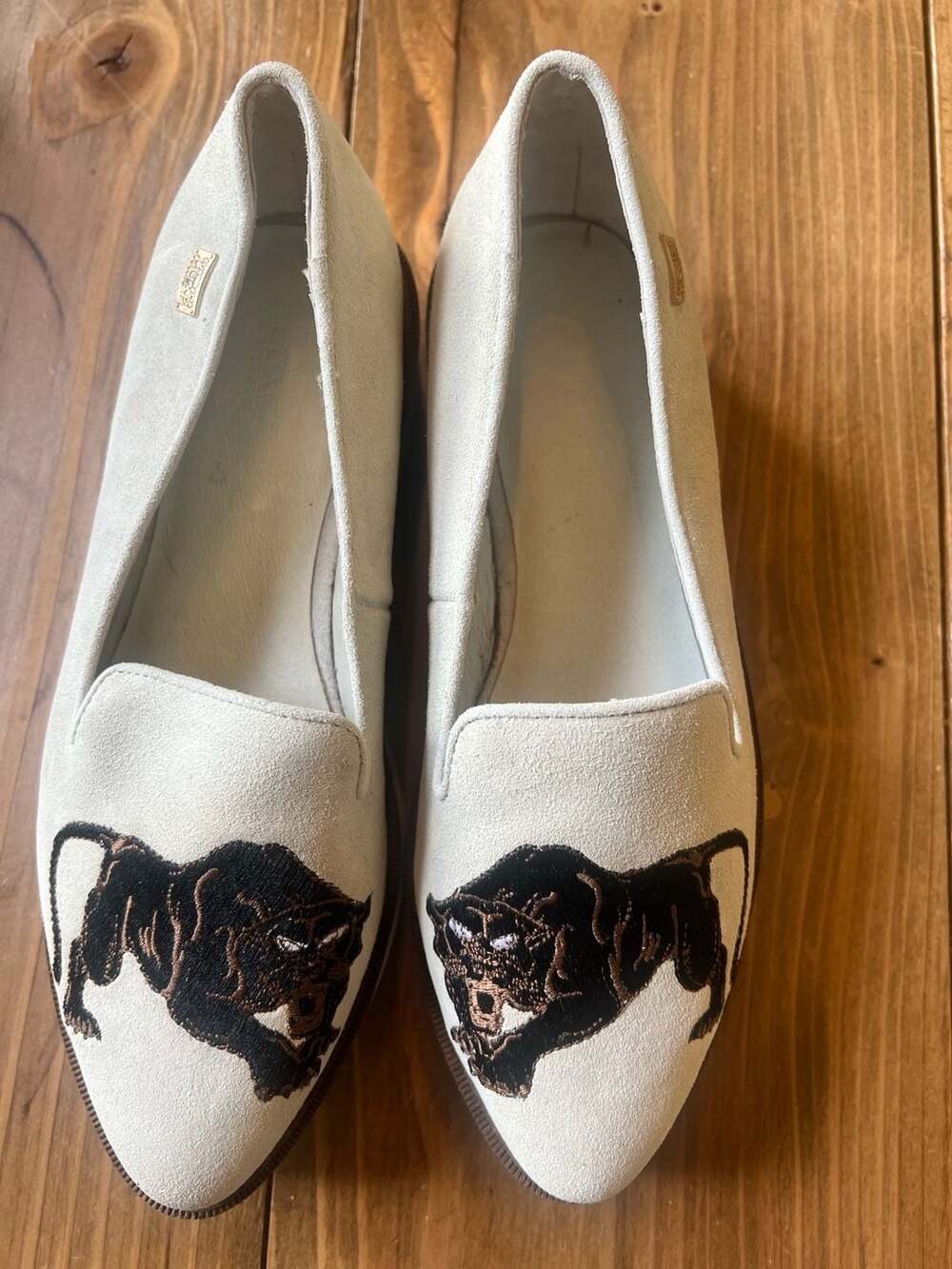 Australia Luxe Collective Panther Embroidered Suede Platform Loafers EUC - Picture 4 of 6